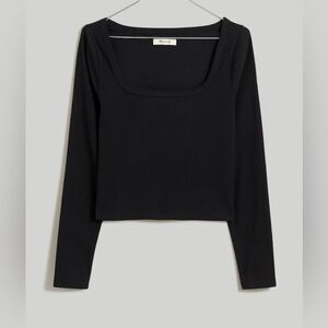 Madewell Square-Neck Long-Sleeve Crop Tee in Sleekhold NWT Size M